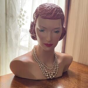 Lia Sophia “Rosedust” Necklace Glass Champagne Faux Pearl
